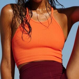 NWOT! Free People FP Movement Happiness Runs Cropped Tank; Blood Orange, XS/S